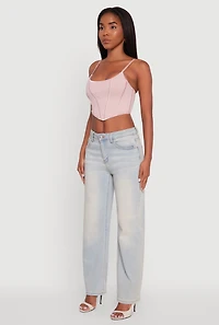 Womens Corset Detail Ribbed Knit Bralette 2 Pack, Multi,