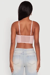 Womens Corset Detail Ribbed Knit Bralette 2 Pack, Multi,