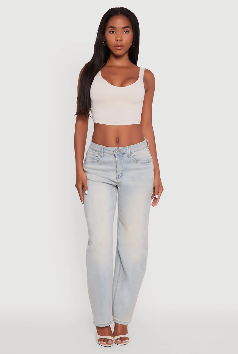 Womens Ribbed Knit V-Neck Bralettes with Shelf Bra 2-Pack, Multi, Size S