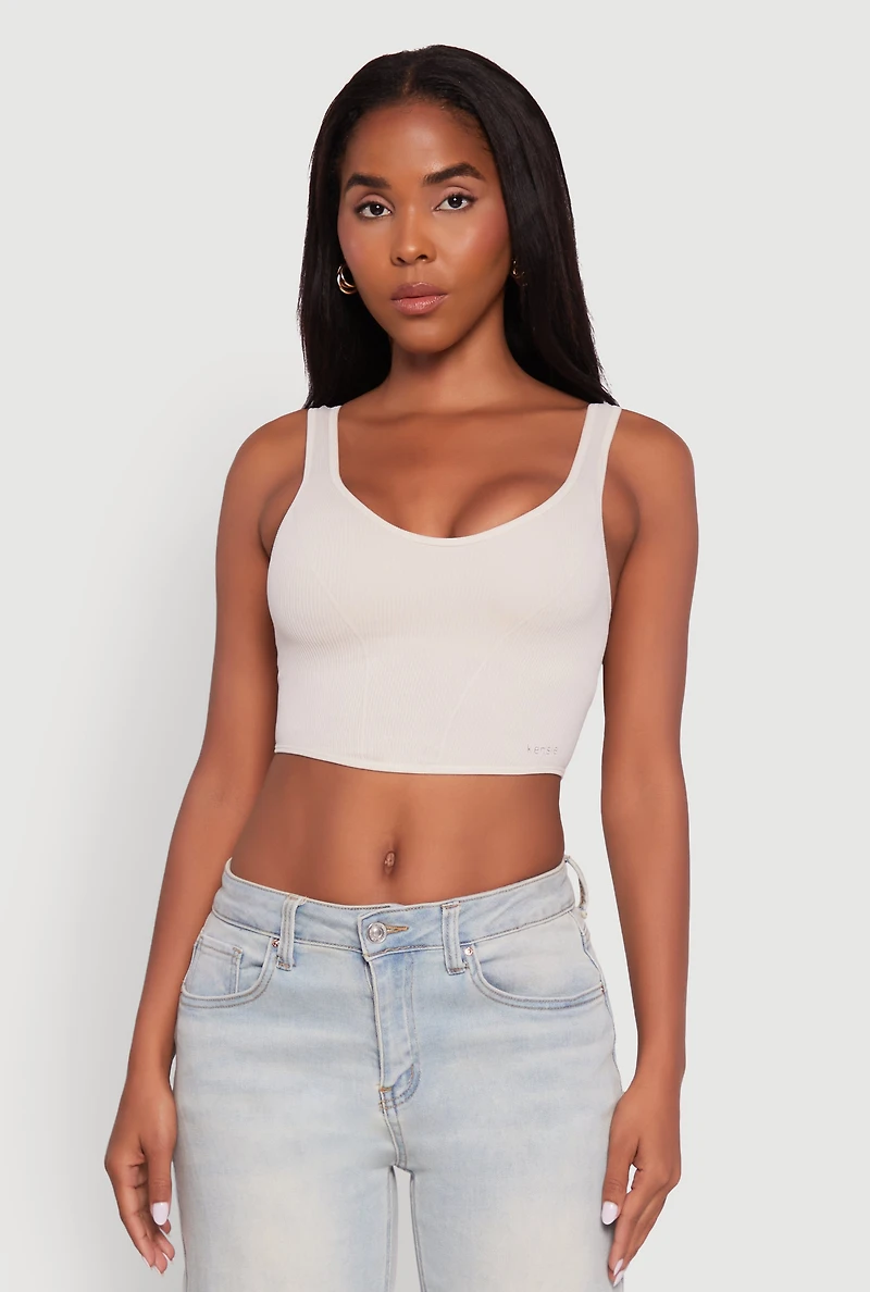 Womens Ribbed Knit V-Neck Bralettes with Shelf Bra 2-Pack, Multi, Size XL