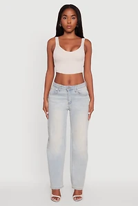 Womens Ribbed Knit V-Neck Bralettes with Shelf Bra 2-Pack, Multi, Size XL