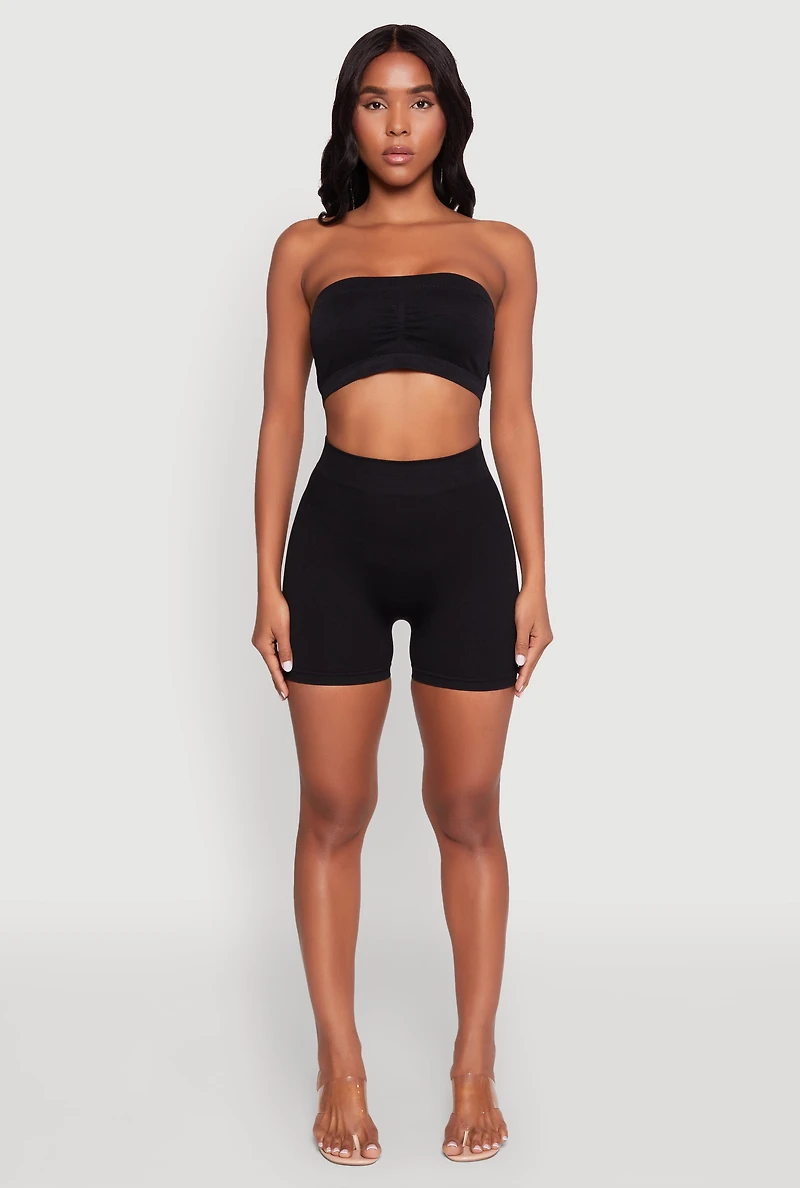 Womens Seamless Basic Bandeau Bra, Black, Size XL