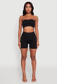 Womens Seamless Basic Bandeau Bra, Black, Size XL