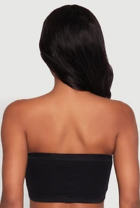 Womens Seamless Basic Bandeau Bra, Black, Size XL