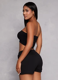 Womens Seamless Bandeau Bra, Black, Size S-M