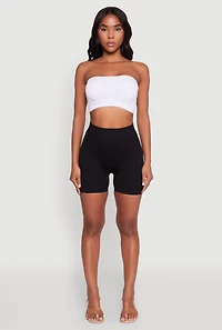 Womens Seamless Padded Bandeau Top, White, Size L-XL