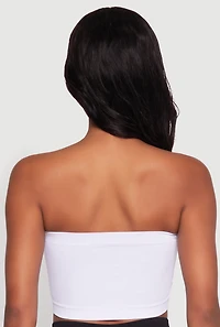 Womens Seamless Padded Bandeau Top, White, Size S-M