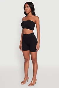 Womens Basic Seamless Padded Bandeau Top, Black, Size S-M