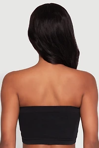 Womens Basic Seamless Padded Bandeau Top, Black, Size S-M