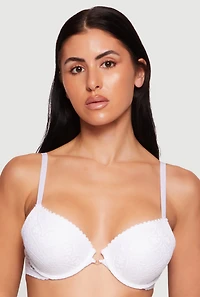 Patterned Lace Push Up Plunge Bra