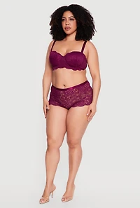 Plus Solid Lace Convertible Balconette Bra