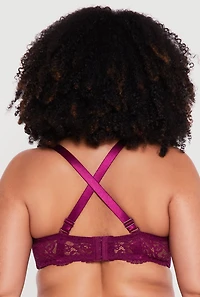 Plus Solid Lace Convertible Balconette Bra