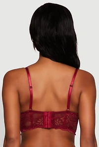Womens Lace Longline Plunge Bra with Cut Out Detail, Burgundy, Size 36B
