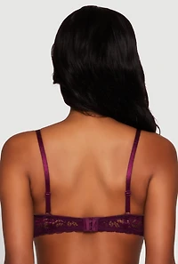 Womens Scalloped Lace Plunge Push Up Bra, Purple, Size 34C