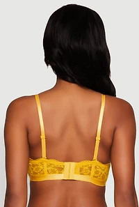 Womens Trendy Scalloped Patterned Lace Push Up Bra, Yellow, Size 34D