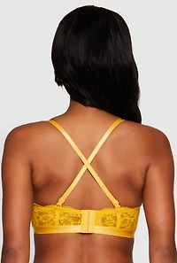 Womens Trendy Scalloped Patterned Lace Push Up Bra, Yellow, Size 34D