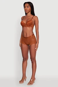 Womens Floral Lace Studded Strap Plunge Bra, Brown, Size 34D