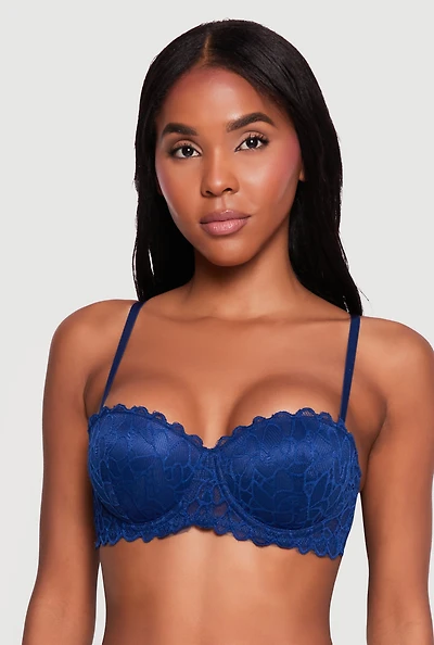 Patterned Scalloped Lace Convertible Balconette Bra
