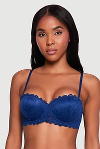 Patterned Scalloped Lace Convertible Balconette Bra
