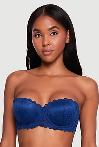 Patterned Scalloped Lace Convertible Balconette Bra