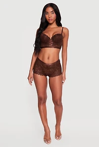 Scalloped Lace Up Longline Plunge Bra