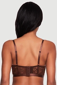 Scalloped Lace Up Longline Plunge Bra