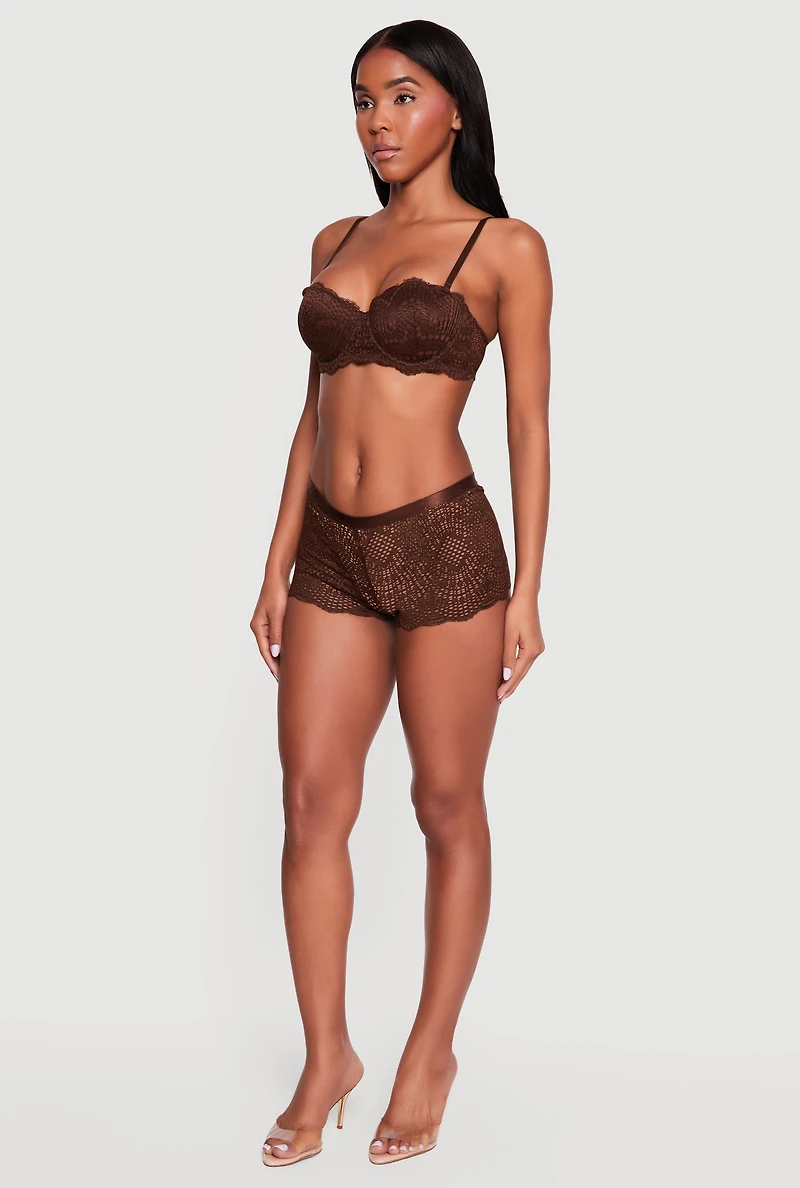 Scalloped Patterned Lace Convertible Balconette Bra