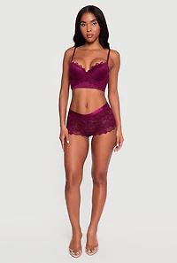 Lace Overlay Longline Plunge Bra