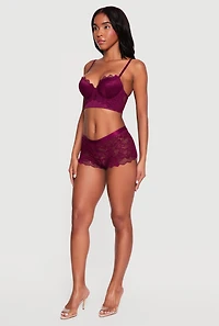 Lace Overlay Longline Plunge Bra