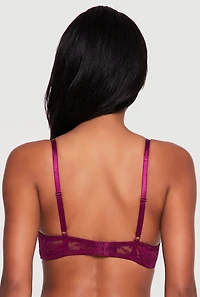 Bow Detail Floral Lace Plunge Bra