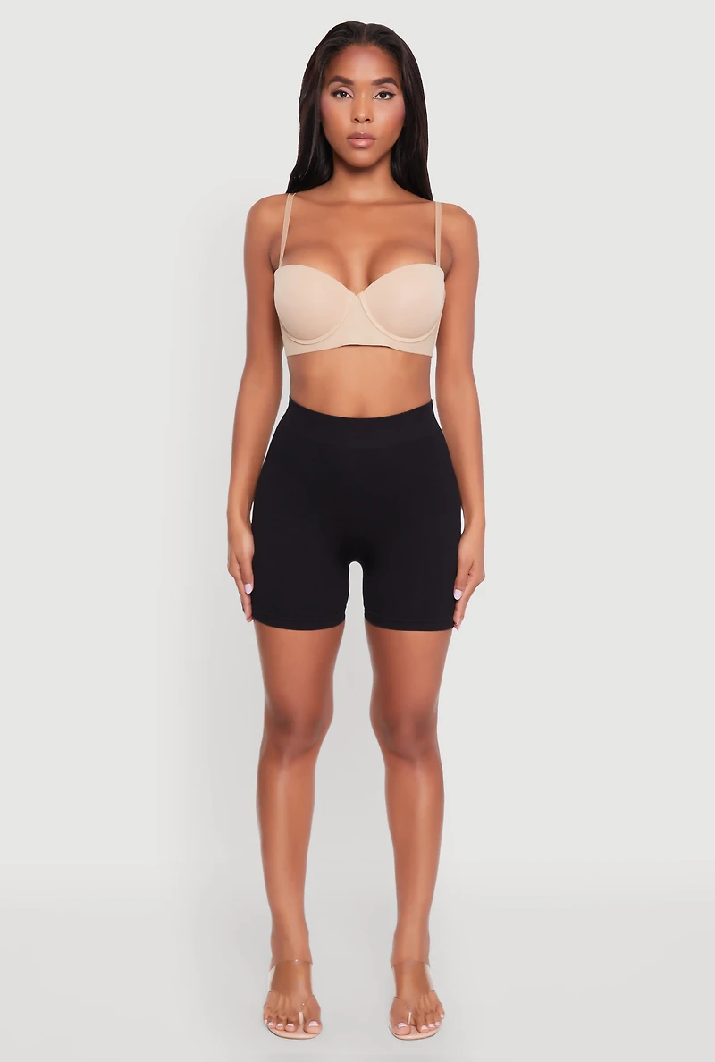 Solid Convertible Padded Push Up Balconette Bra