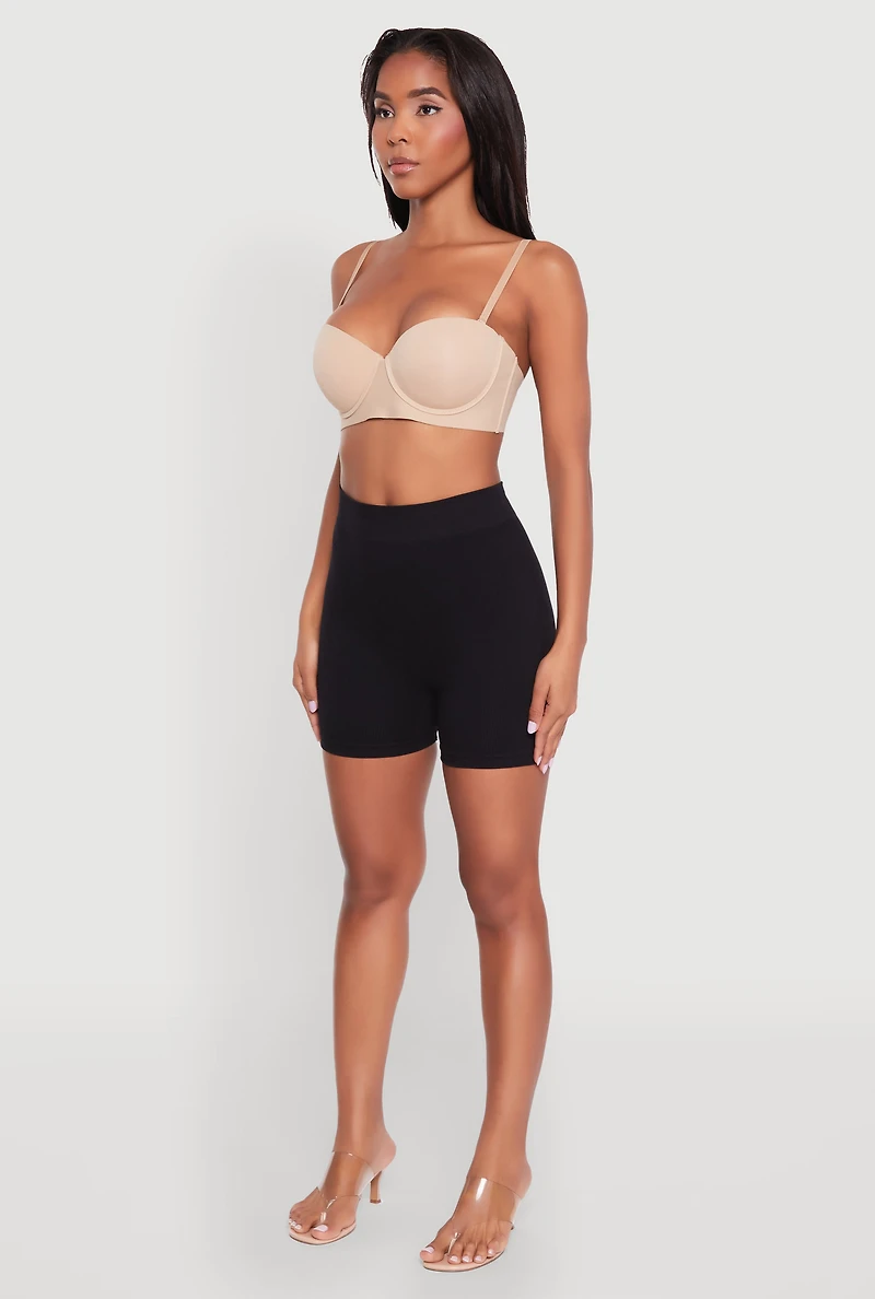 Solid Convertible Padded Push Up Balconette Bra