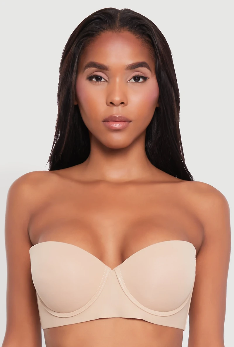 Womens Solid Convertible Padded Push Up Balconette Bra, Beige, Size 38B