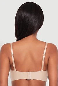 Womens Solid Convertible Padded Push Up Balconette Bra, Beige,