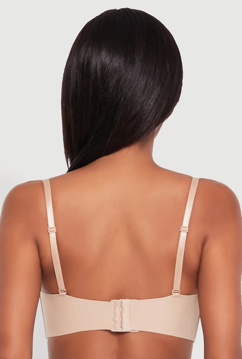 Womens Solid Convertible Padded Push Up Balconette Bra, Beige, Size 38B