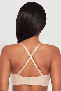Womens Solid Convertible Padded Push Up Balconette Bra, Beige,