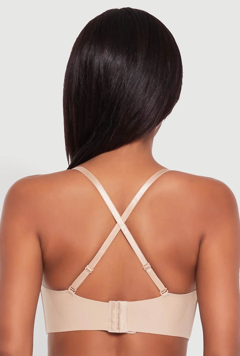 Womens Solid Convertible Padded Push Up Balconette Bra, Beige, Size 38B