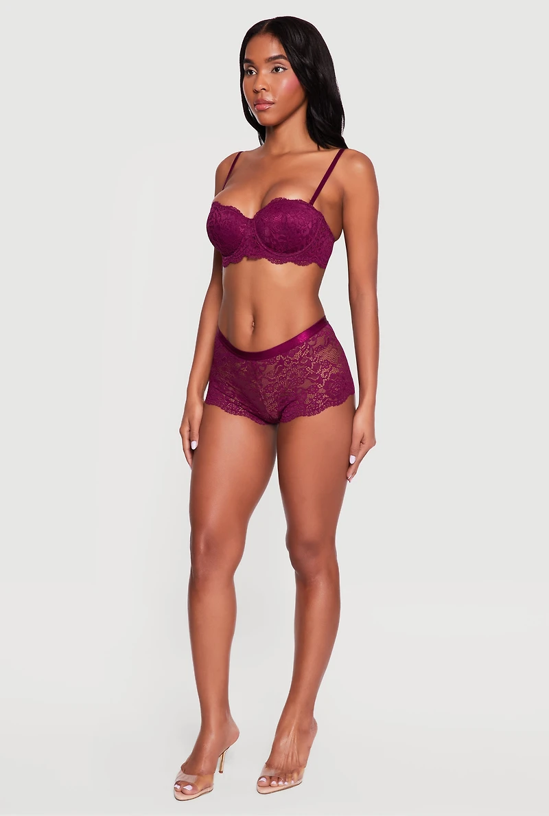 Convertible Scalloped Lace Balconette Bra