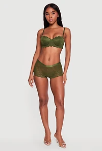 Scalloped Floral Lace Convertible Balconette Bra