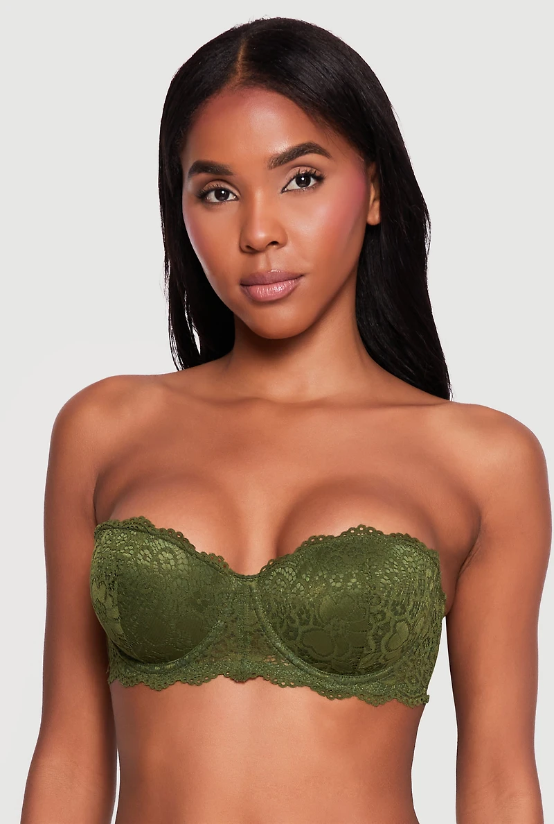 Scalloped Floral Lace Convertible Balconette Bra