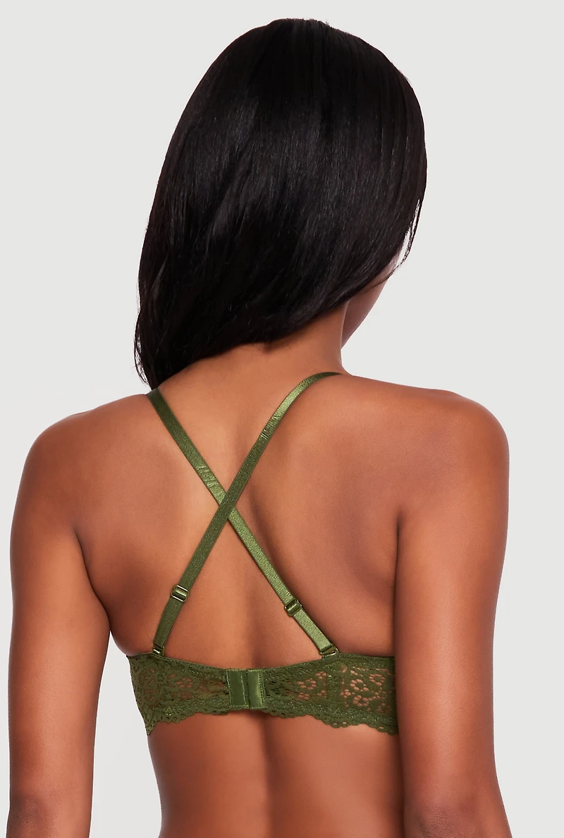 Scalloped Floral Lace Convertible Balconette Bra