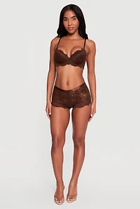 Scalloped Lace Studded Strap Plunge Bra