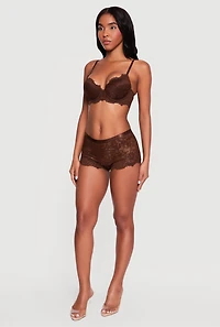 Scalloped Lace Studded Strap Plunge Bra
