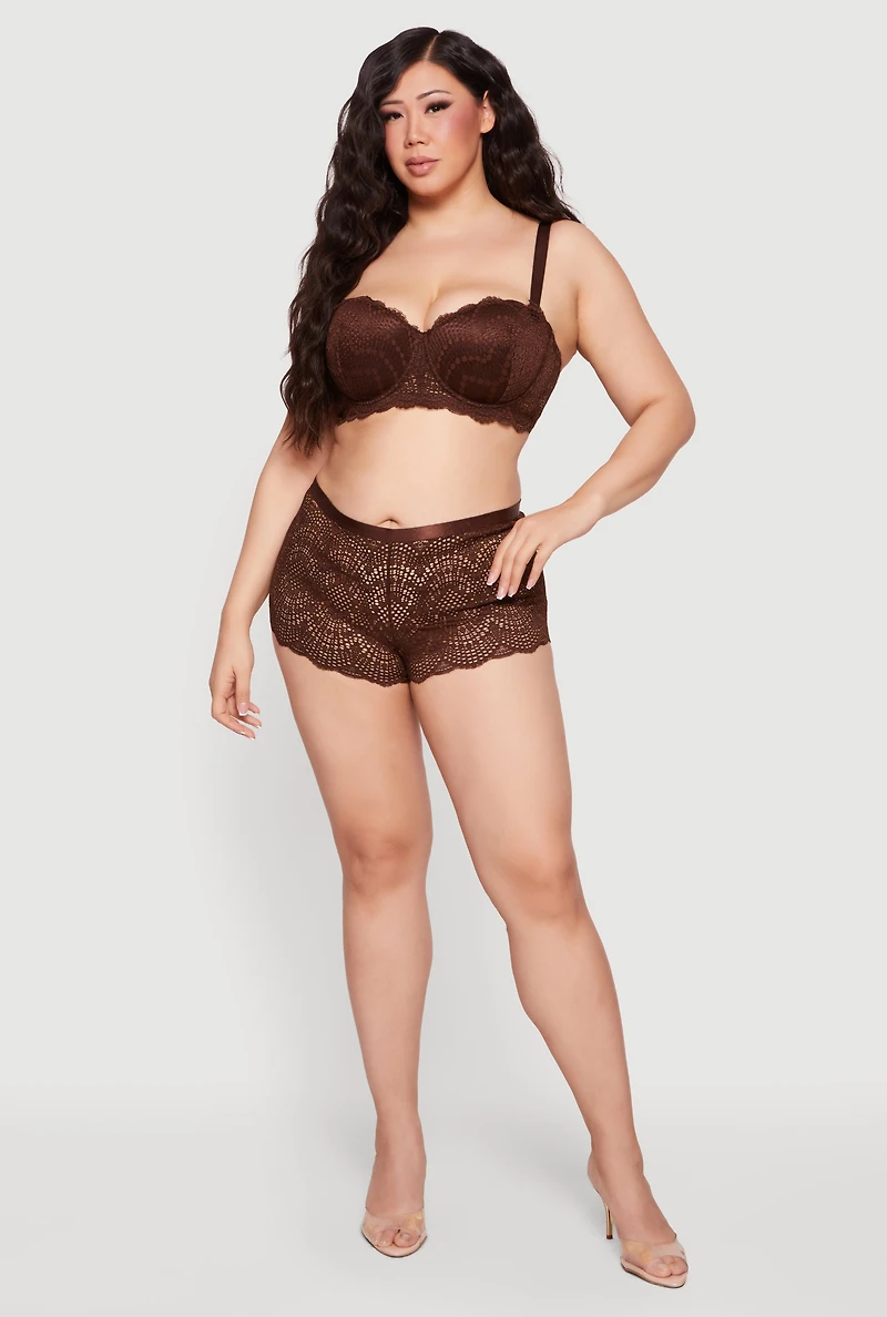 Plus Scalloped Lace Convertible Balconette Bra