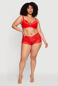 Plus Charm Detail Scalloped Hem Plunge Bra