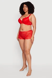 Plus Charm Detail Scalloped Hem Plunge Bra