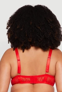 Plus Charm Detail Scalloped Hem Plunge Bra