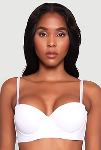 Womens Adjustable Strap Padded Push Up Balconette Bra, White, Size 36B