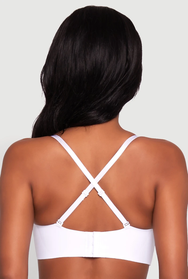 Womens Adjustable Strap Padded Push Up Balconette Bra, White, Size 36B