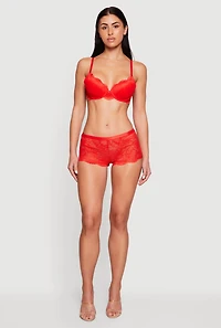Charm Detail Scalloped Hem Plunge Bra